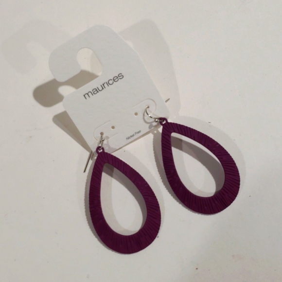 Elegant Teardrop Earrings Textured in Deep Purple - Women's Fashion Jewelry - Picture 4 of 9